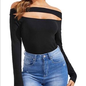 Black off the shoulder top